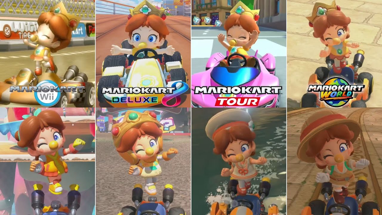 Evolution Of Baby Daisy Characters In Mario Kart Games [2008-2025]