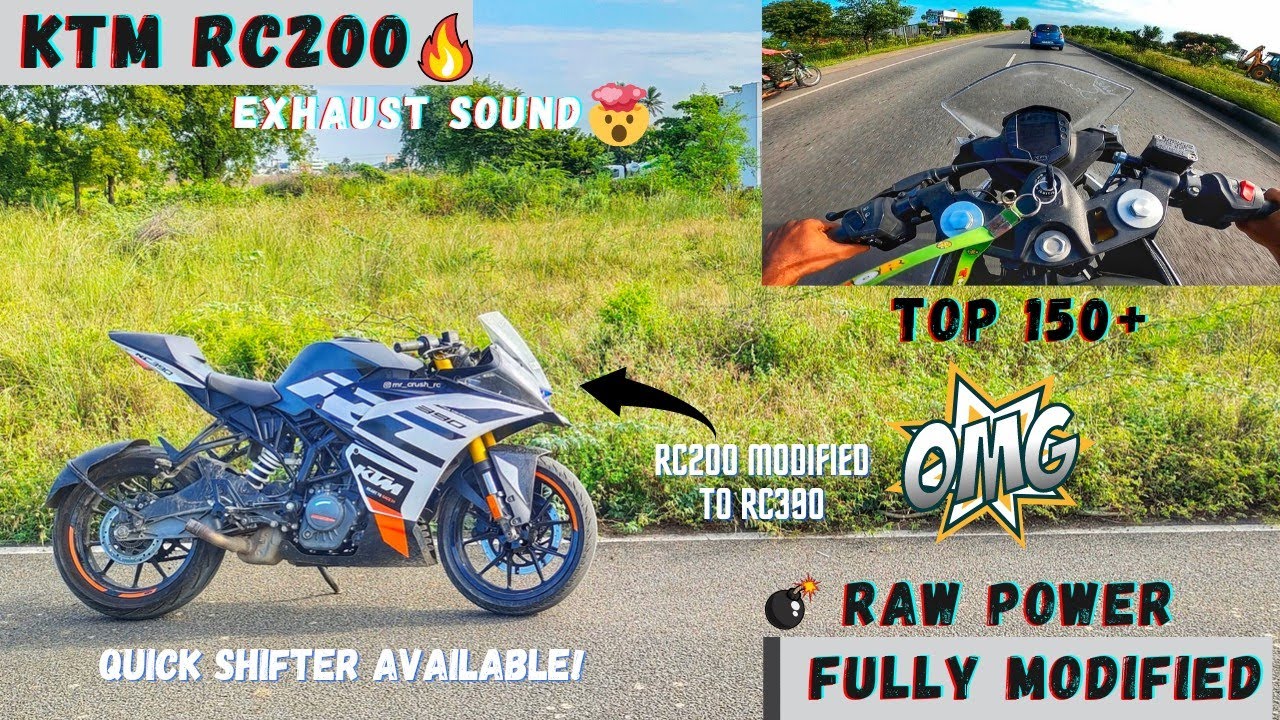 KTM Rc200 Modified To Rc390🤯/Top Evalo?/Fully Modified💥/Exhaust Note😈/Mileage 🤯/Quick shifter😱