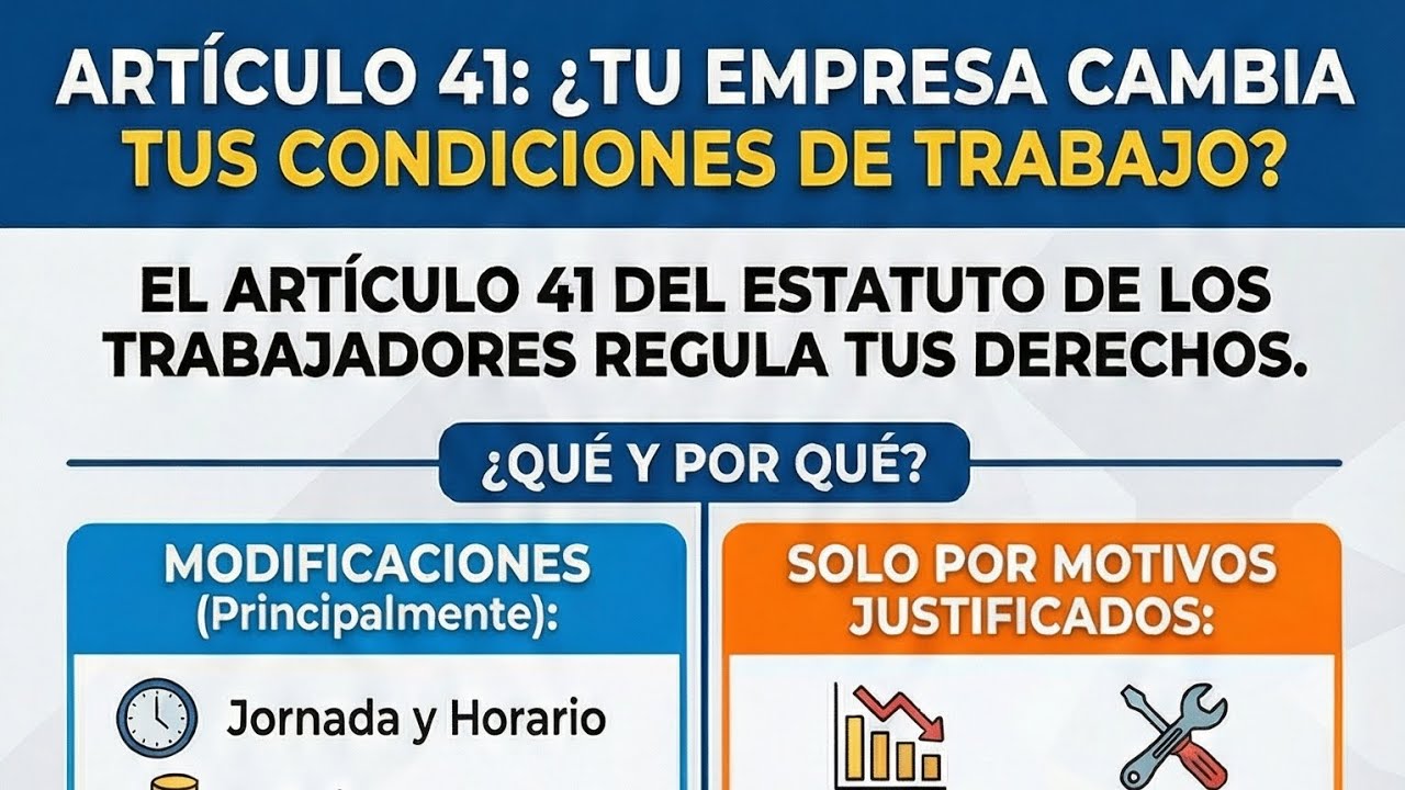 🛑 ¿TU EMPRESA TE HA CAMBIADO EL HORARIO, EL SUELDO O LOS TURNOS? Te explicamos el artículo 41 ET 