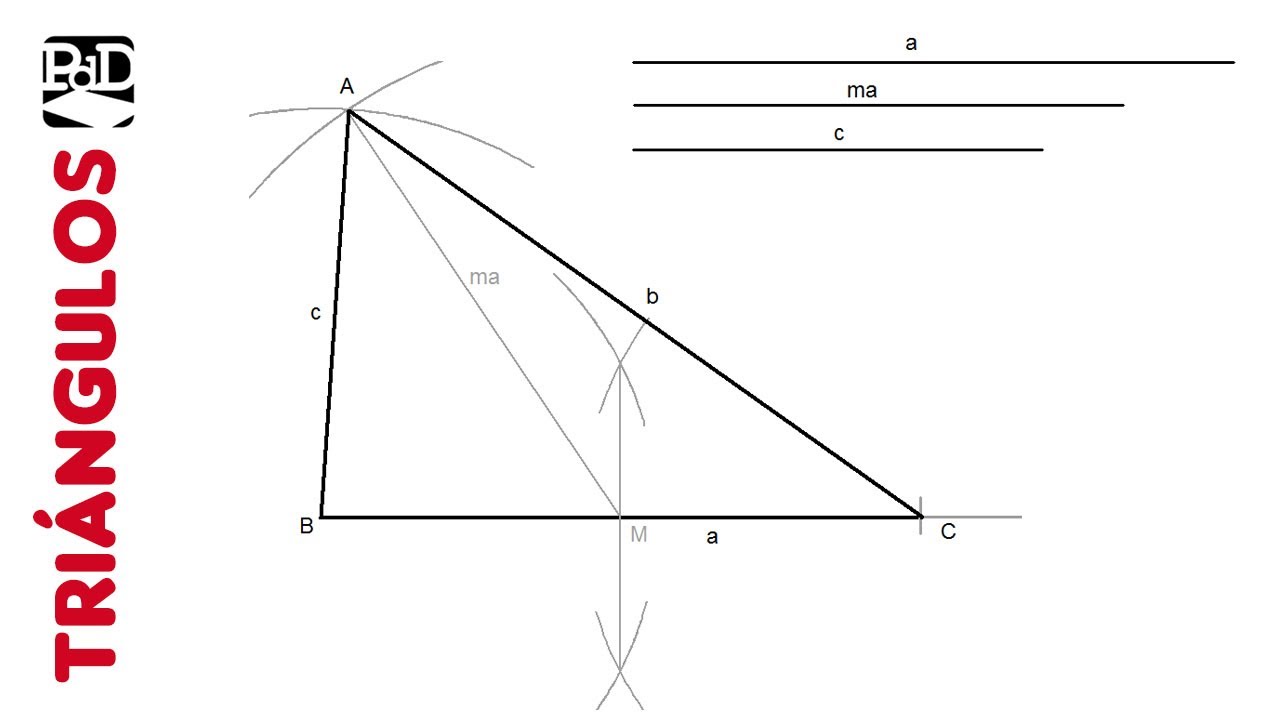 Trazar un Triangulo dados 2 lados (a y c) y la mediana de uno de ellos (ma) - Dibujo Técnico
