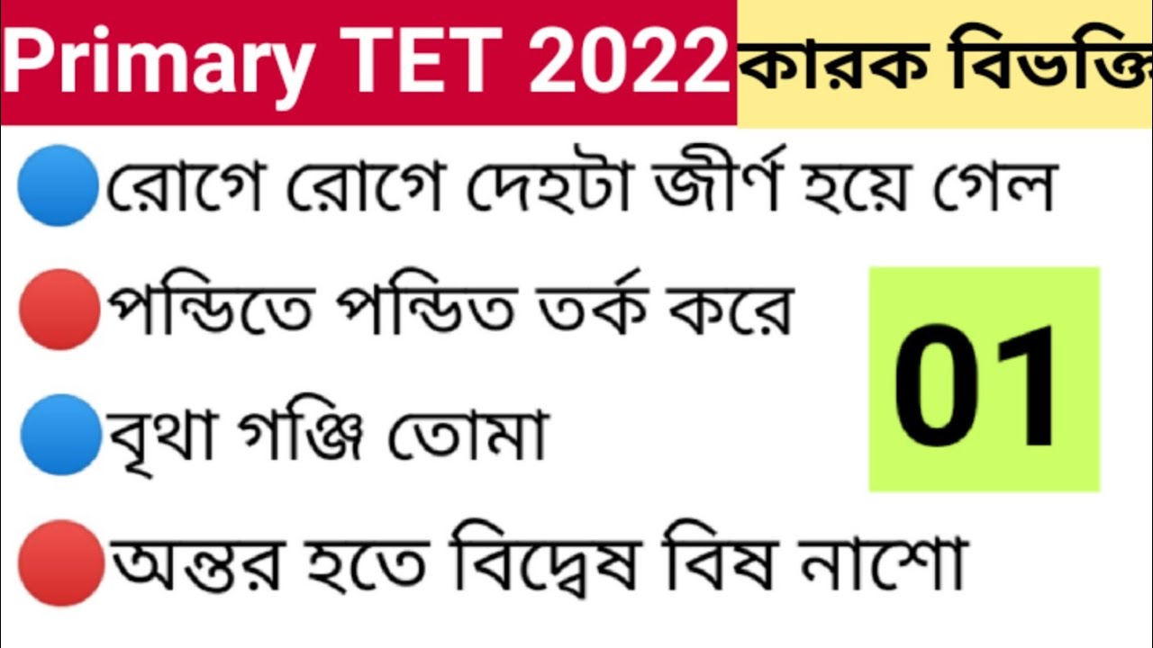 Primary TET 2022 ||  কারক ও বিভক্তি || Tet Exam Model Question Paper || RGM EDUCATION Bengali Class