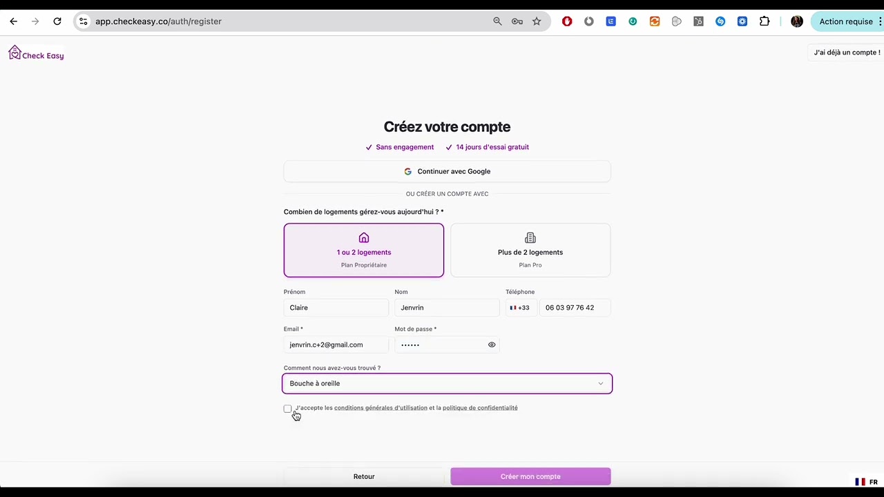 Tuto : Créer un compte sur Check Easy
