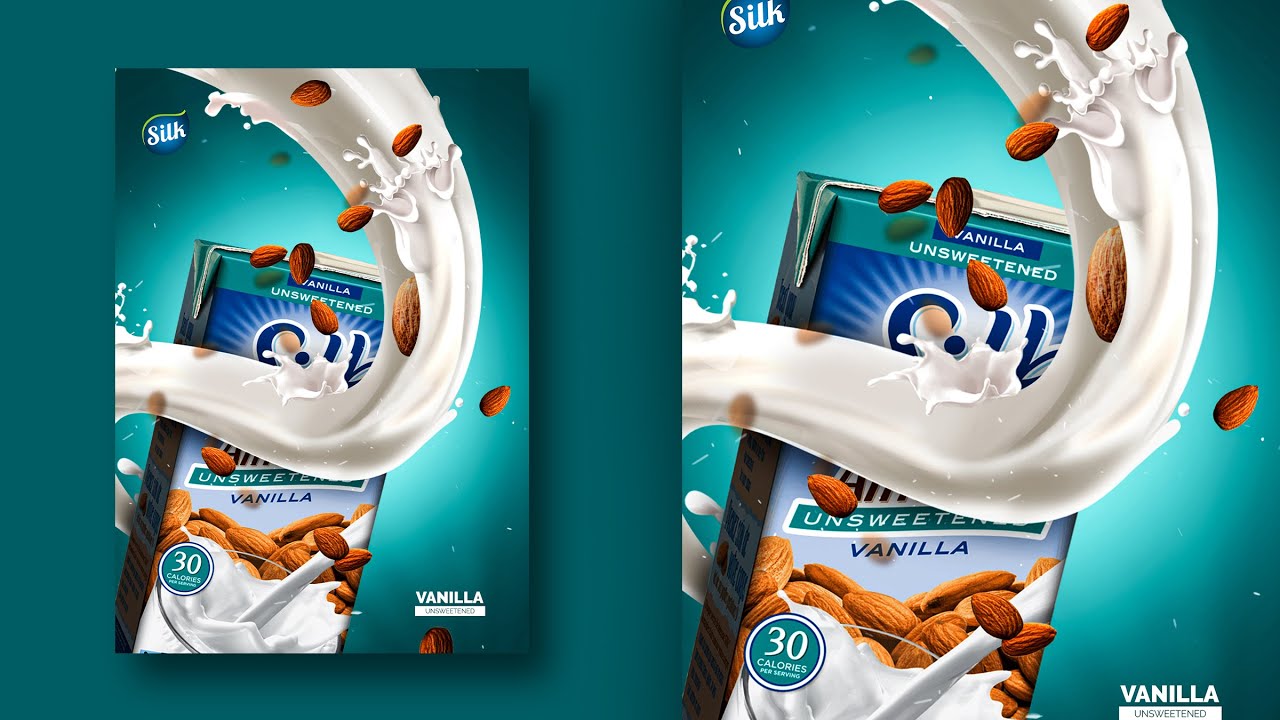 Silk Milk | Almond Poster Design | Photoshop