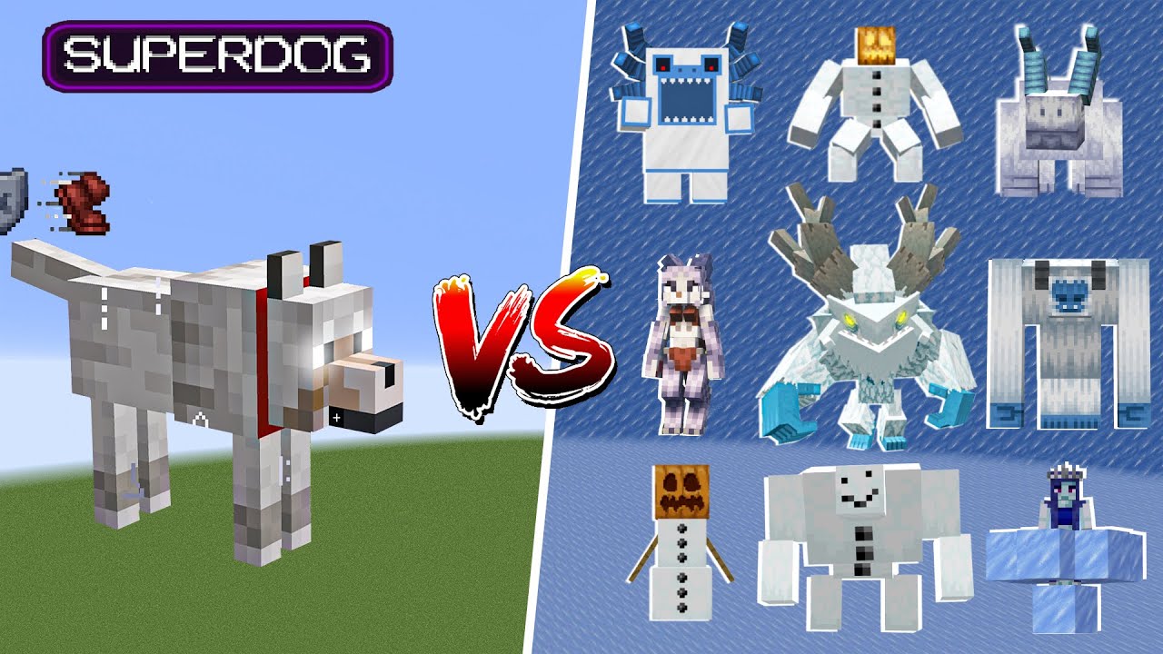 SuperDog vs All Snow Mutant mobs - Minecraft Mob Battle