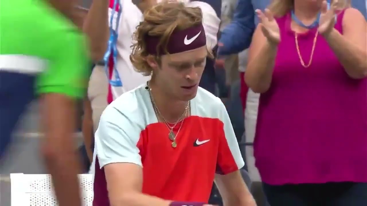 Andrey Rublev crying at the change of ends vs Frances Tiafoe | #USOpen