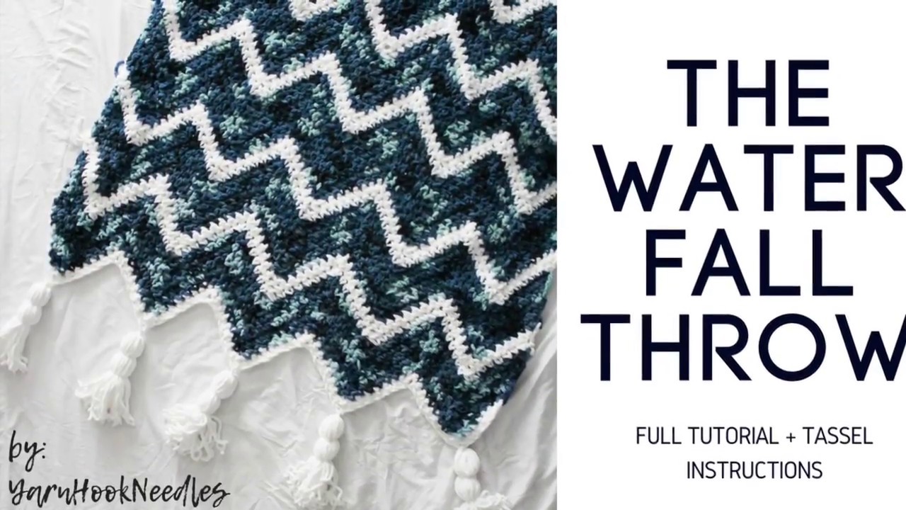 Плед «Водопад» | Вязаный шеврон