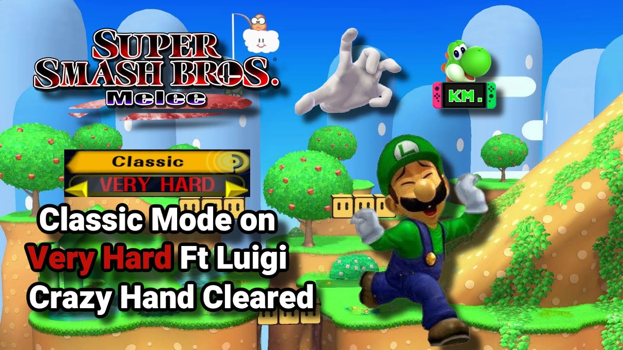 Super Smash Bros Melee Classic Mode on Very Hard Ft Luigi (Crazy Hand Completed)