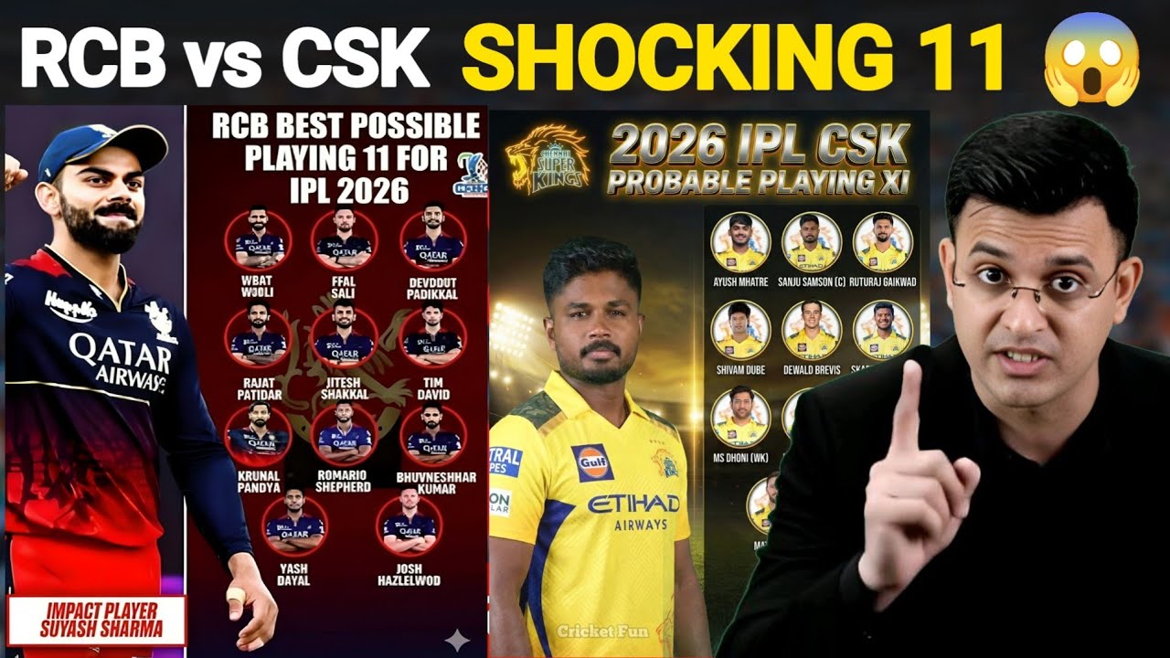 RCB vs CSK Best Playing XI 2026 🔥 Final Team | IPL 2026 RCB vs Chennai Super Kings Playing 11