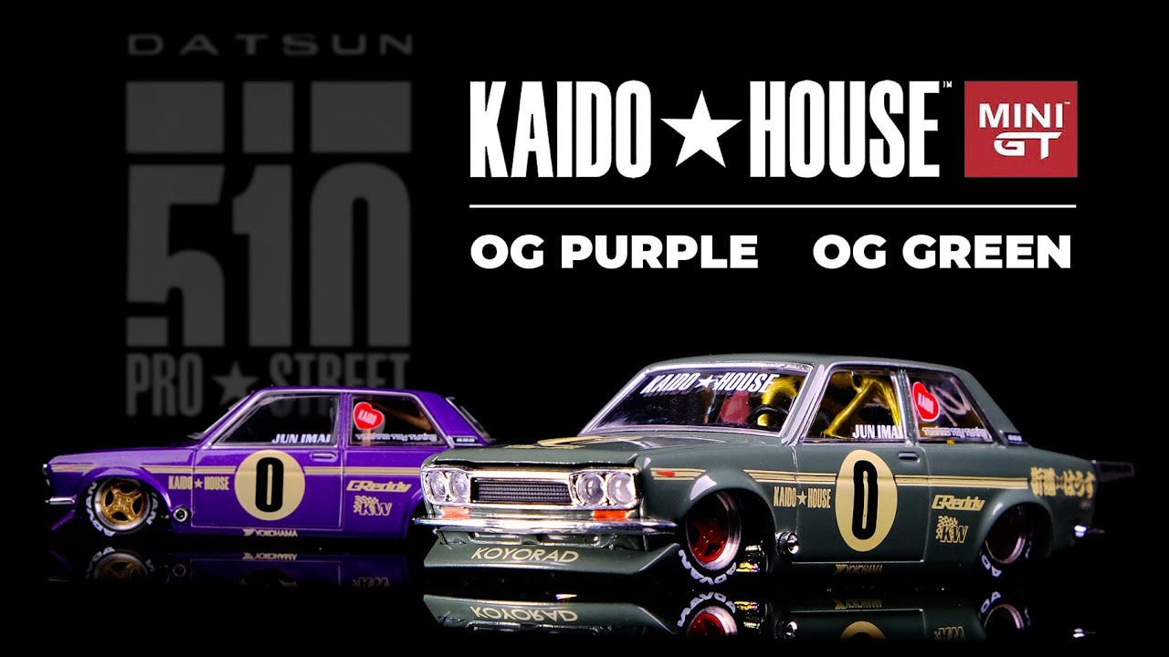 KAIDO HOUSE x Mini GT Datsun 510 Pro Street Series OG Green / OG Purple Unboxing and Showcase.