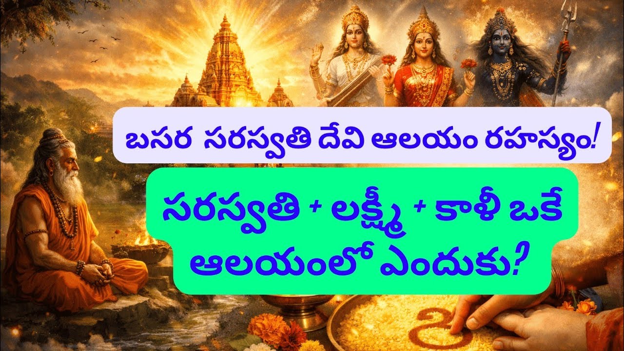 బసర సరస్వతి దేవి ఆలయం రహస్యం || సరస్వతి + లక్ష్మీ + కాళీ ఒకే ఆలయంలో ఎందుకు? #telugubhakthi  #సరస్వతి