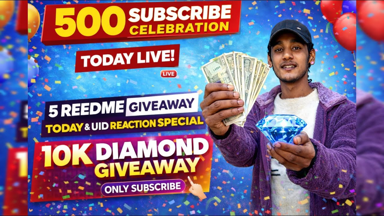 700 Subs Special 10K Diamond💎Giveaway|Redeem Code🎁|UID Reaction 🤯| Free Fire Live