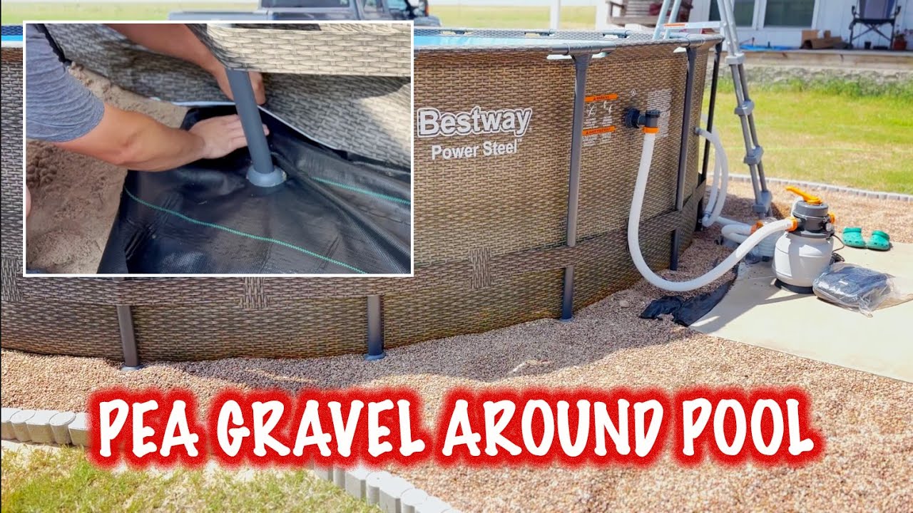 Pea Gravel & Weed Barrier Fabric Landscaping Around Above Ground Pool
