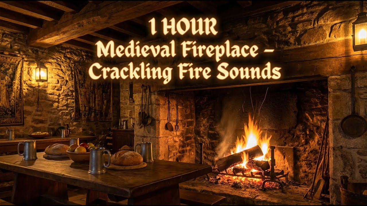 A roaring fire in a medieval tavern – 1 hour of powerful Fireplace ASMR Mix