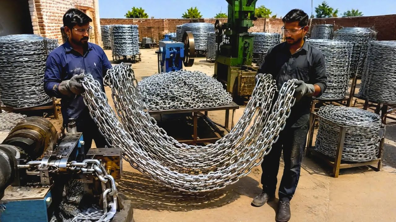How Ships ANCHOR CHAINS Are Made Inside a Factory | Metal Chain Production Process