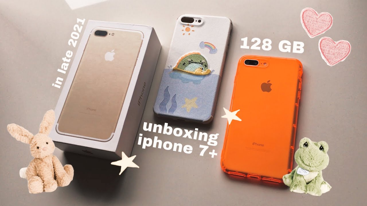 unboxing iphone 7 plus in 2021 ,128 gb + case haul 🍄🐚aesthetic unboxing🐸🪴