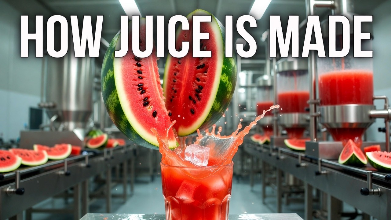 From Watermelon to Fresh Juice | Amazing Juice Factory Process 🍉