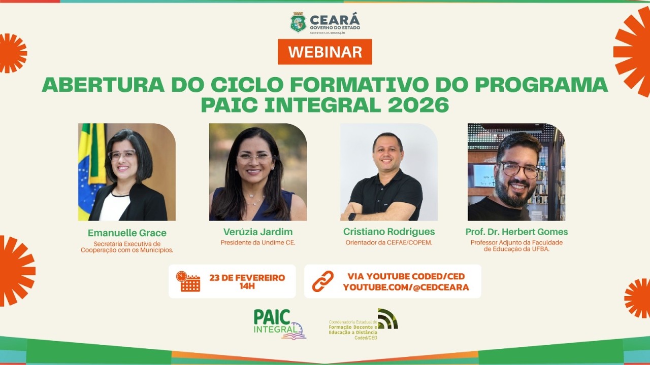 Webinar de Abertura do Ciclo Formativo do Programa PAIC Integral 2026