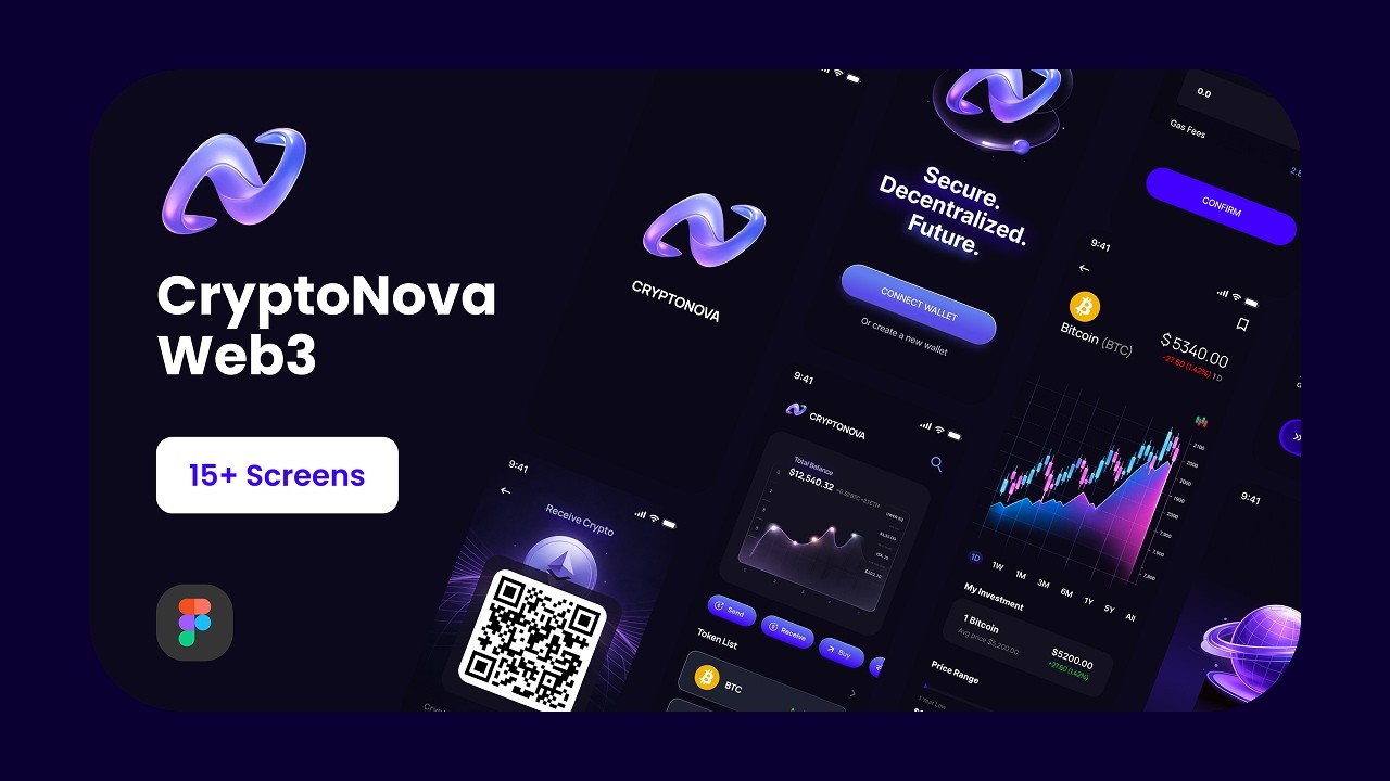 CryptoNova Web3 App Ui Design Figma || Crypto App Ui || Web3 App Ui || AiaStore
