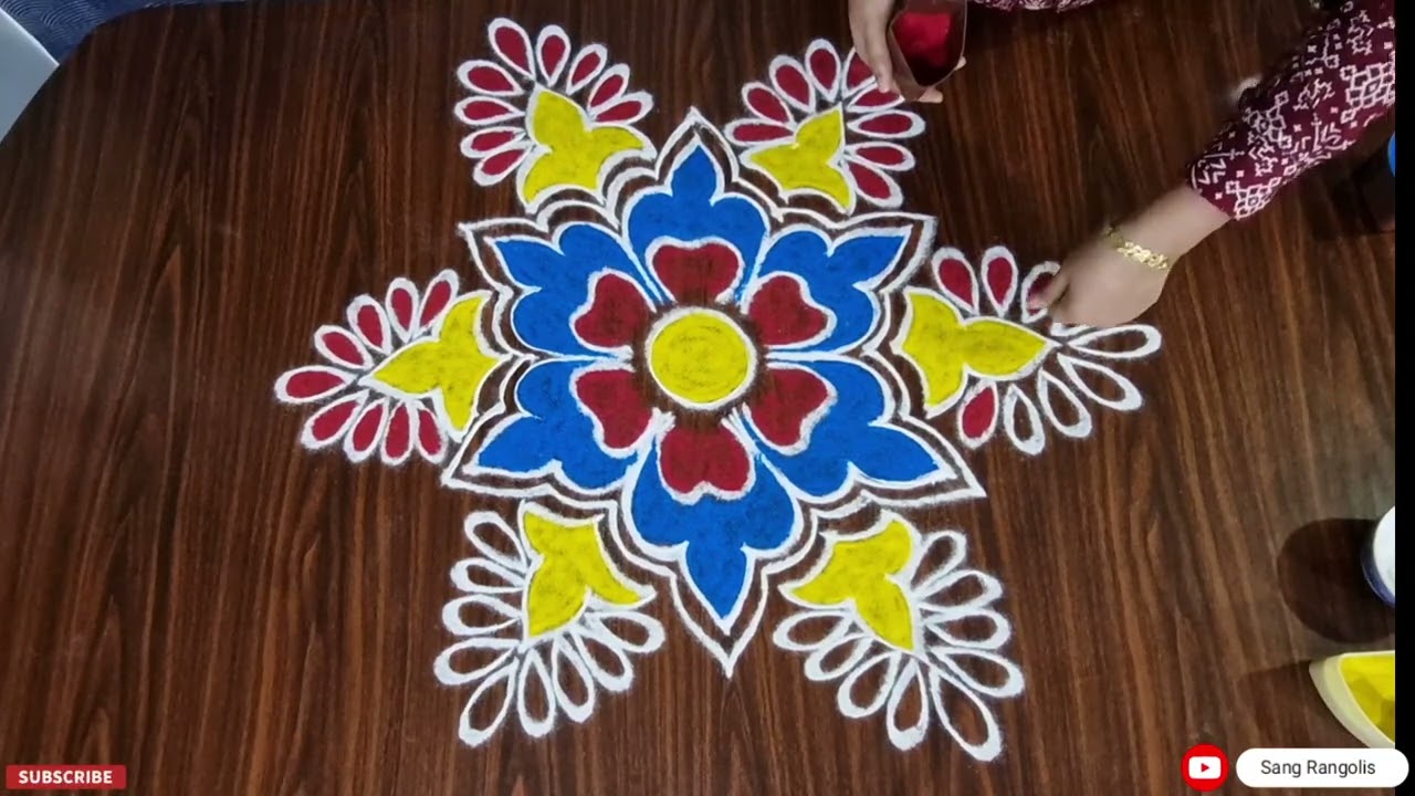 Flower Colorful muggulu kolam festival Rangoli design ✨️ Sankranthi muggulu kolam 