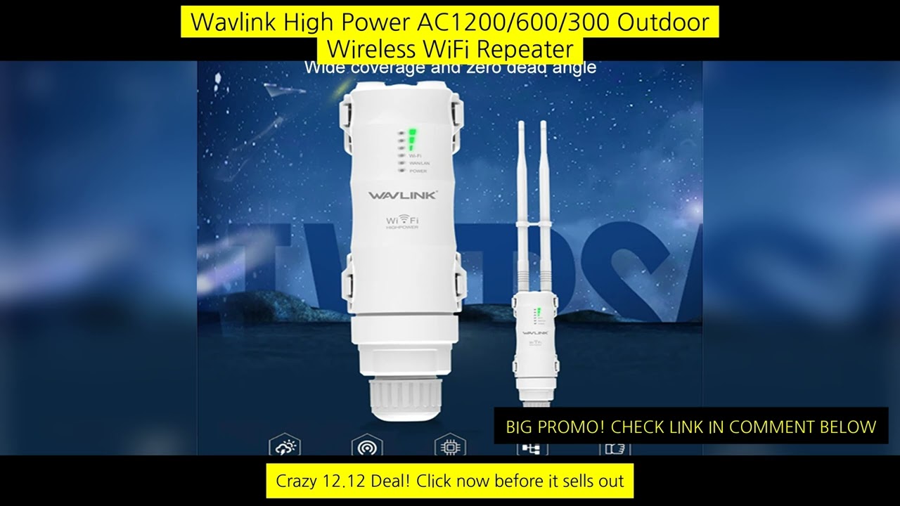 Wavlink High Power Ac1200/600/300 Outdoor Wireless Wifi Repeater Ap/Wifi