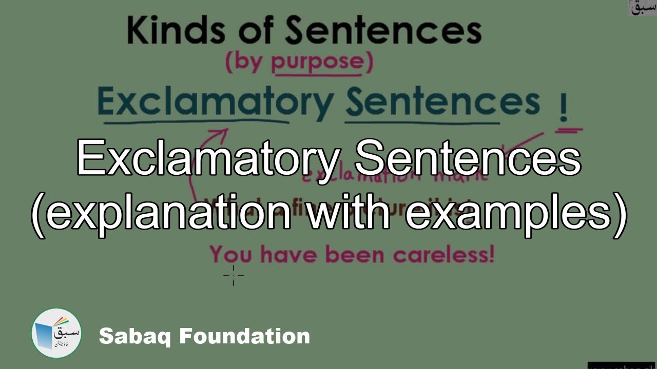 Exclamatory Sentences (explanation with examples), English Lecture | Sabaq.pk