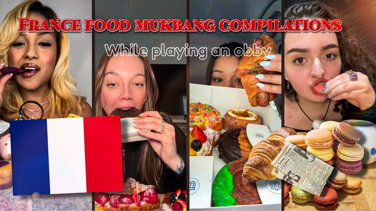 ✨🇫🇷🥐🥖France food mukbang compilations while playing an obby! | (I DONT OWN THESE VIDEOS)🥖🥐🇫🇷✨