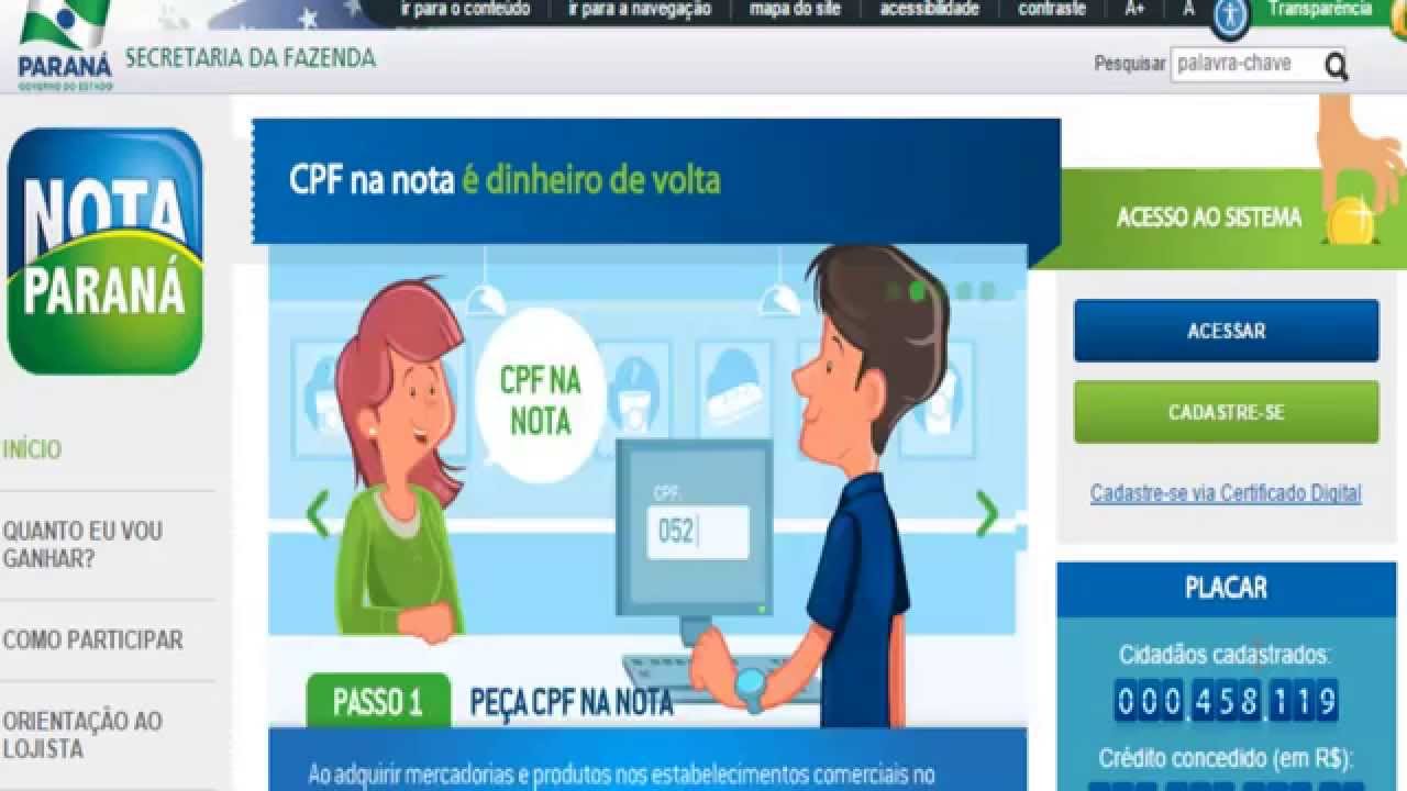 Paran&aacute;-Nota fiscal Paranaense CPF na Nota!