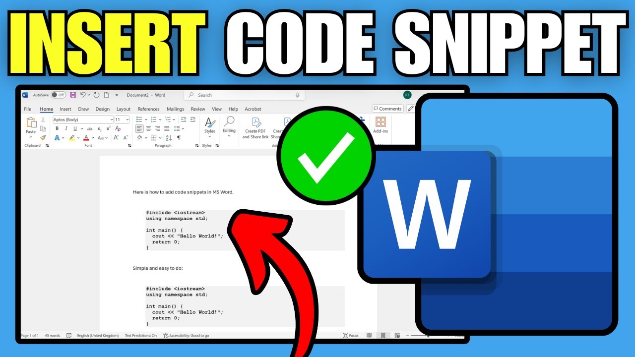 How To Add Code Snippet in Word Document (With Format)