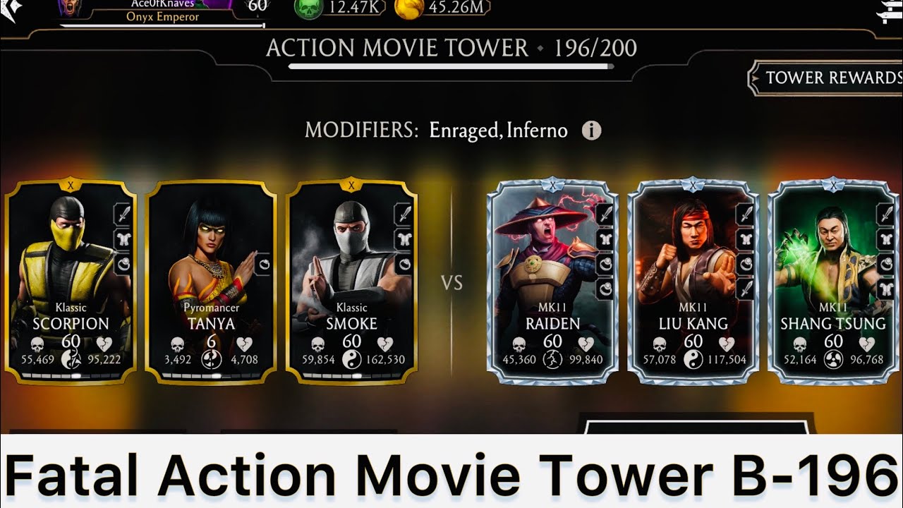 Fatal Battle 196 Action Movie Tower MK Mobile | Easiest way | No need high level equipments