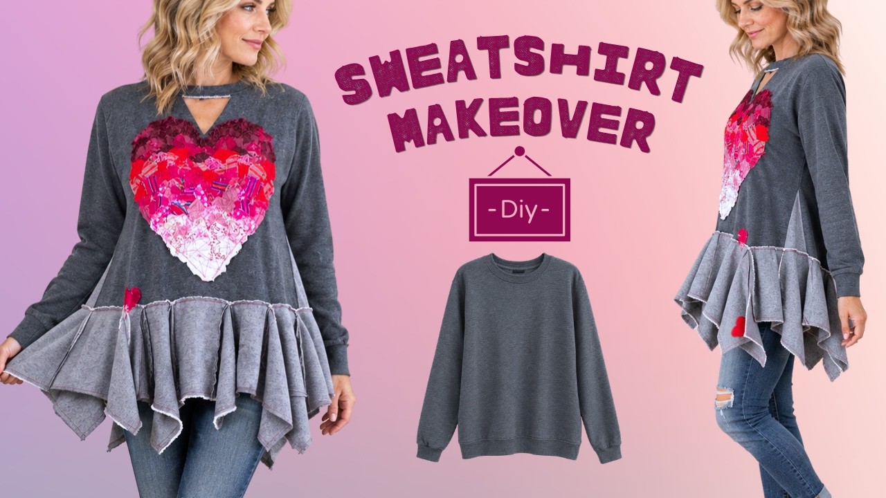 How To Upcycle A Plain Sweatshirt into a Masterpiece - (DIY Sewing Tutorial)