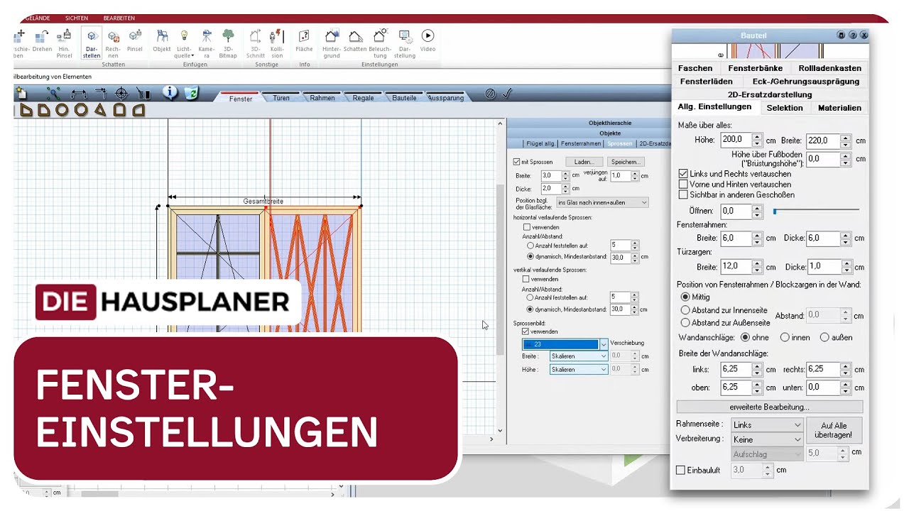Alles zu den vielseitigen Einstellungen der Fenster im 3D HAUSPLANER