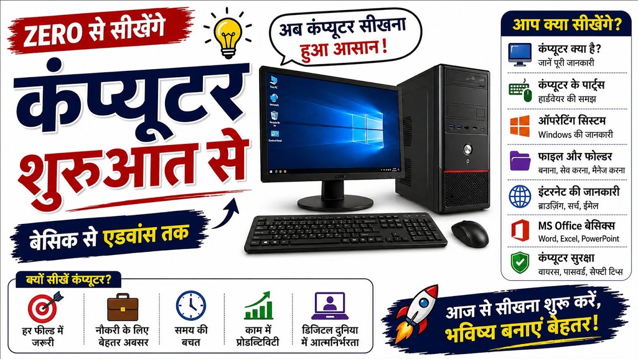 Basic Computer Course in Hindi | Computer शुरुआत से सीखें | Beginners