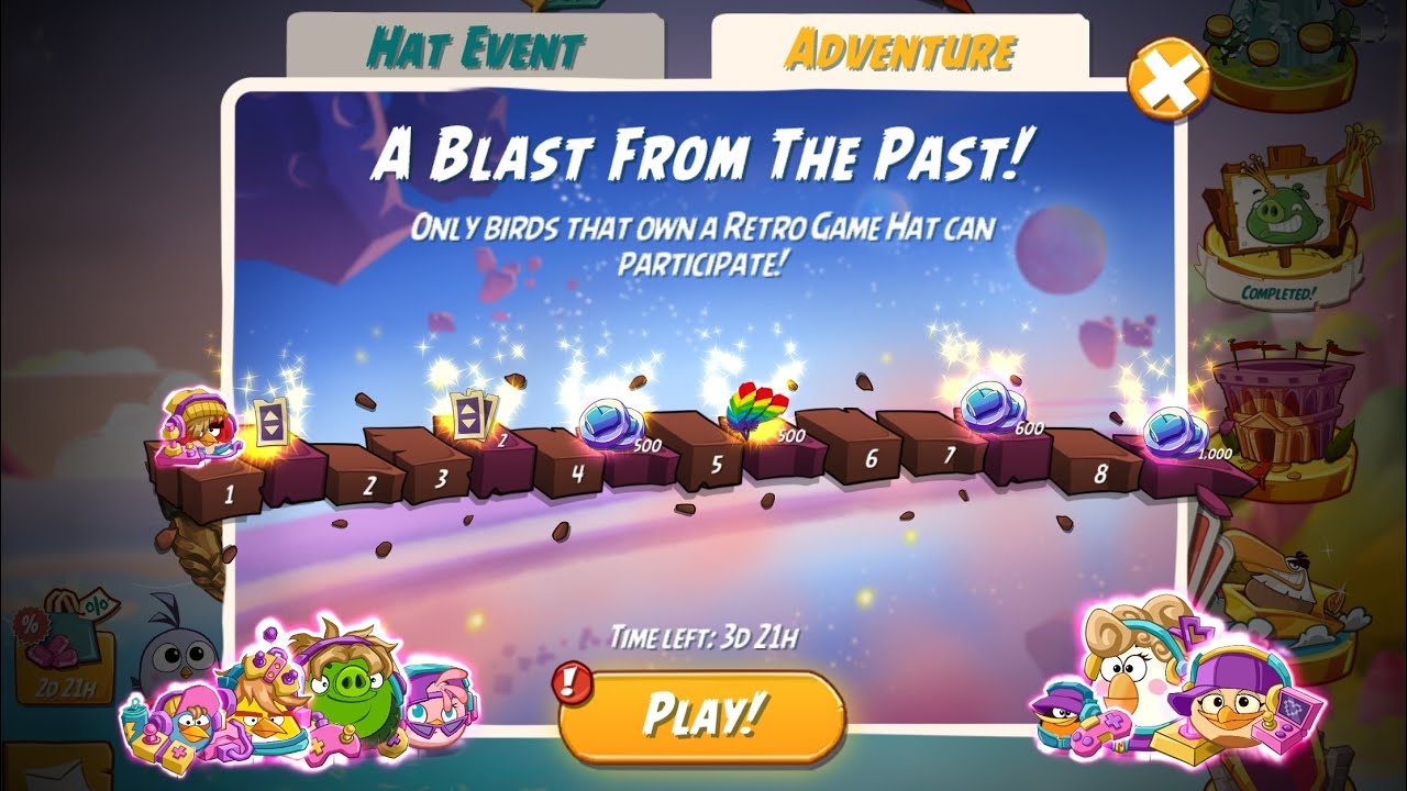 A Blast From The Past Adventure - Levels 1-8 With All Hats - Angry Birds 2
