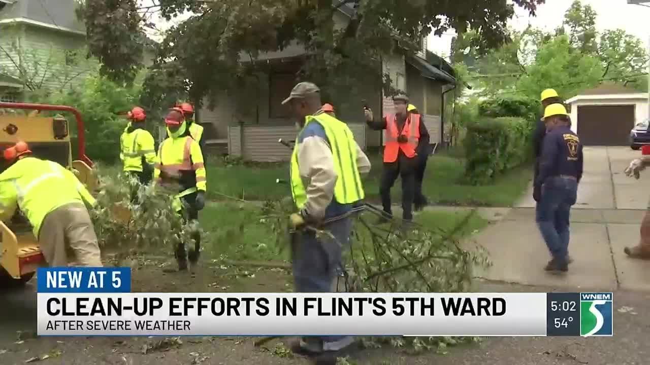 Cleanup efforts continue in Flint after severe weather