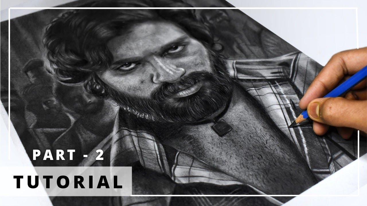How to Draw HYPER REALISTIC PORTRAIT | Tutorials for BEGINNERS | PART - 02 ( HAIR )  #alluarjun