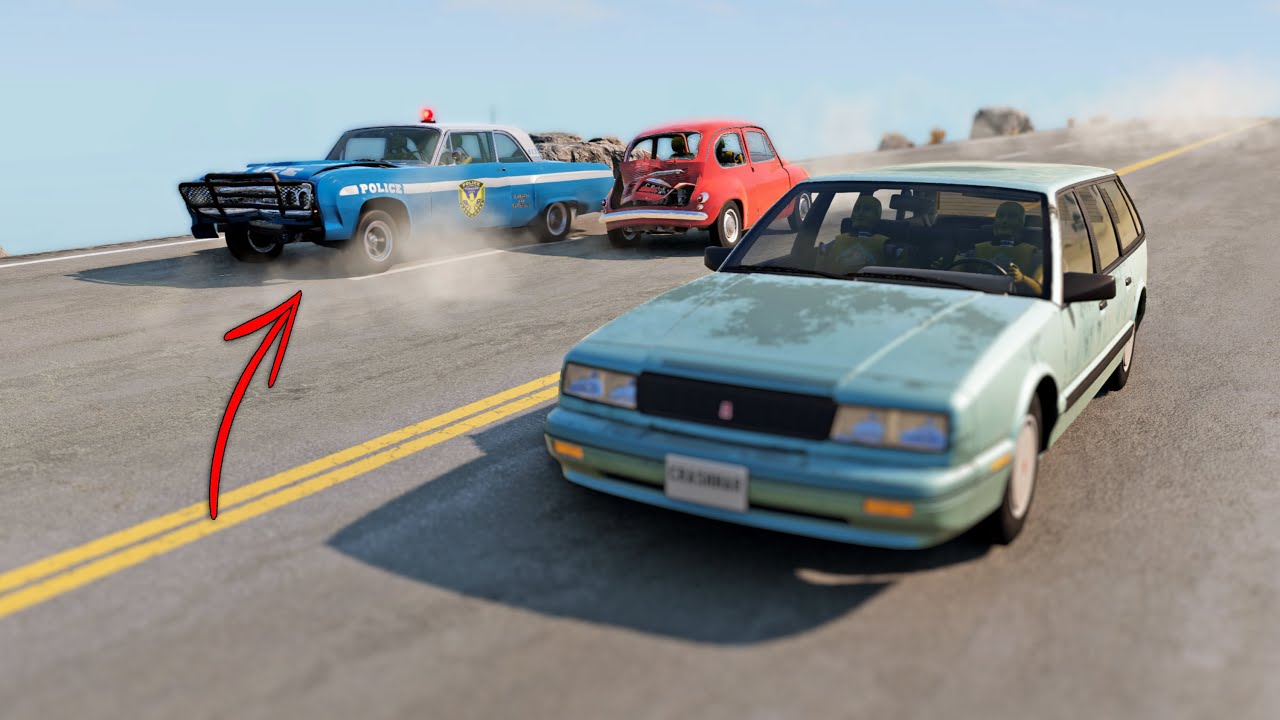 BeamNG Drive - Cars vs Angry Police Car #19 (RoadRage)