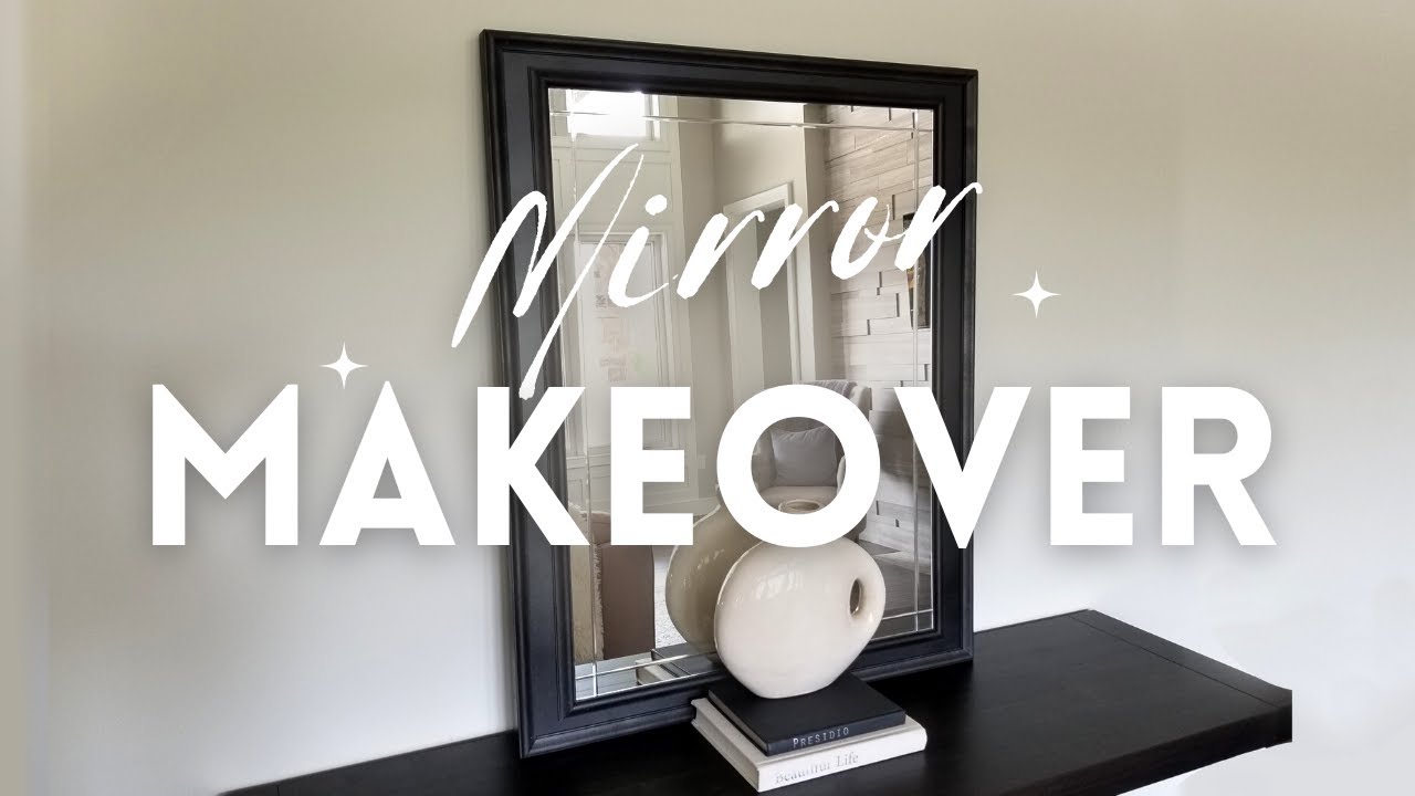 DIY Home Decor MIRROR Project | Updating an outdated mirror with trim, paint and a brad nailer