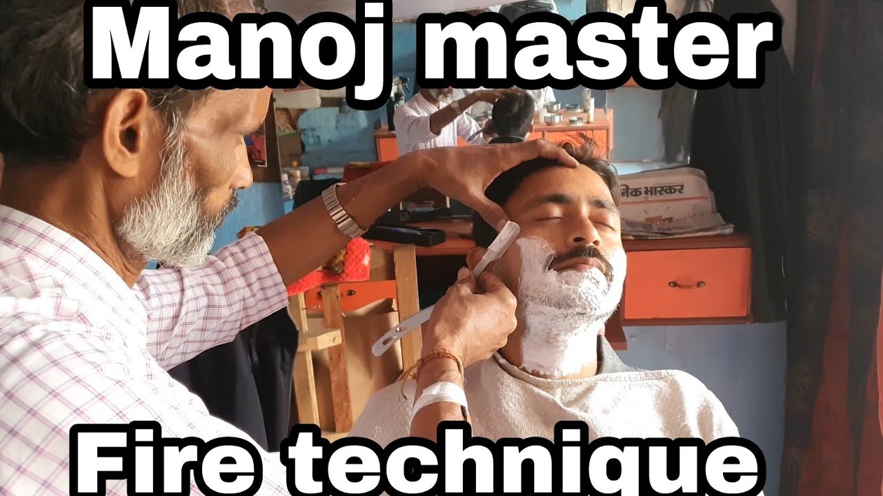 Manoj Master Face Shave with fire technique//asmr