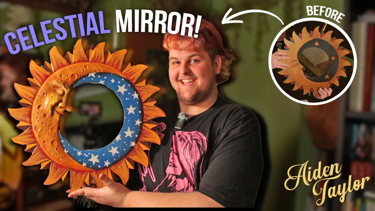 Vintage Moon Mirror MAKEOVER!! 🌙 [Let's Make Folk Art]
