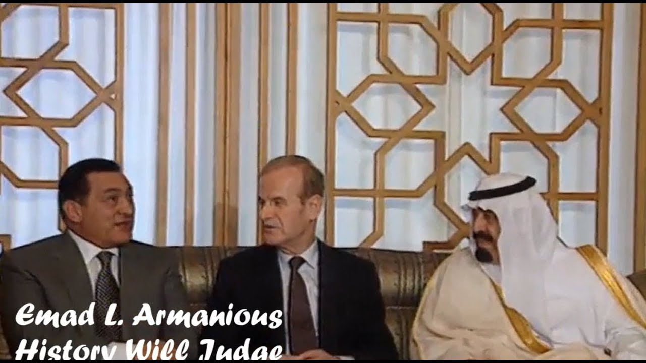 مبارك وحافظ الأسد والأمير عبدالله ولي عهد السعودية في دمشق خلال زيارة الرئيس مبارك لسوريا في7/6/1996