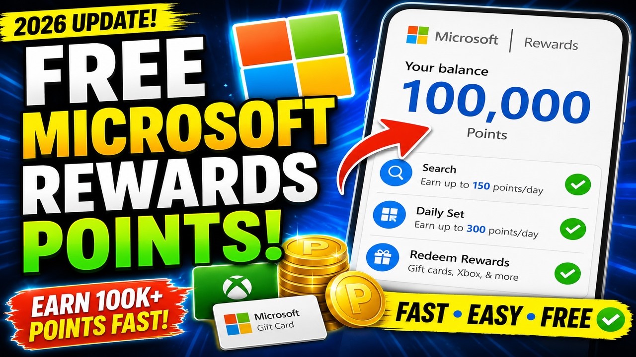 Free Microsoft Rewards Points 🔥 How to Earn 100,000 Points Fast