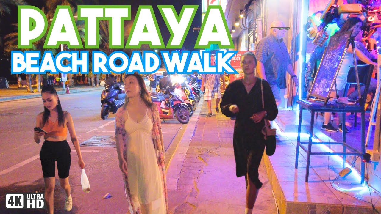 4K Walking Tour Down Pattaya Beach Road. Pattaya in 2023.