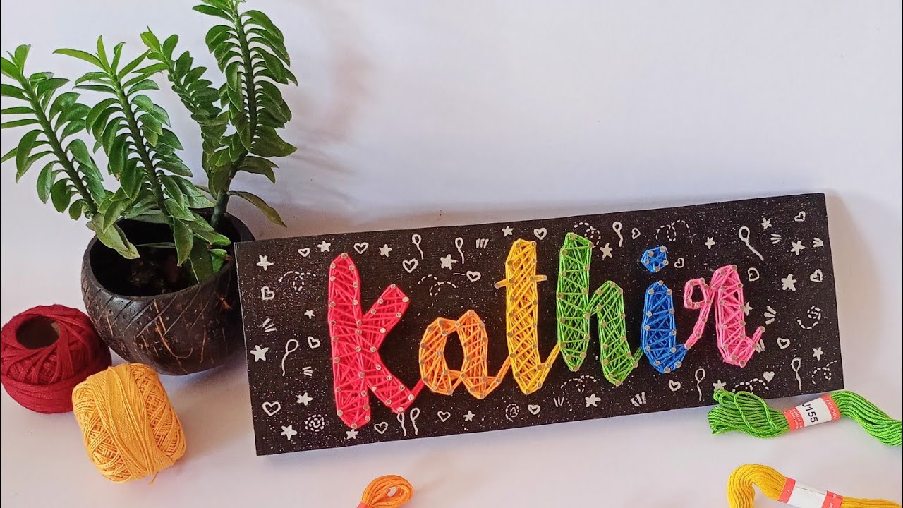 String art name plate making/ how to make string art 