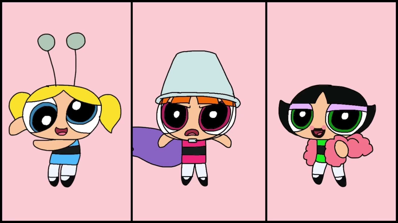 My Drawing of The Powerpuff Girls as Mojo Jojo, Fuzzy Lumpkins & HIM