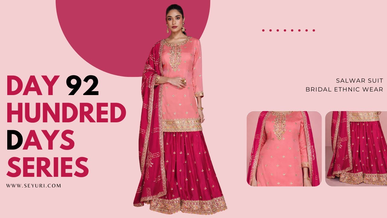 Day-92 Peach & Magenta Sharara Set ✨ Elegant Wedding & Festive Ethnic Wear | Seyuri 