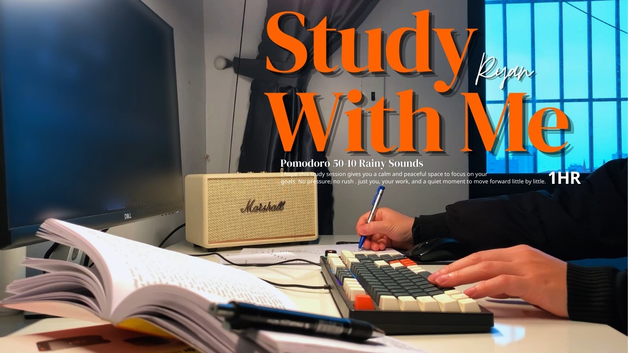 3-Hour Study With Me 🌧️ Cozy Rainy Day | Pomodoro 50/10 | Rain Sounds