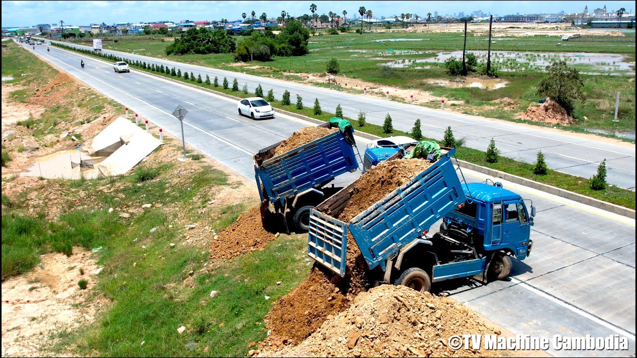 Fantastic First Opening New Project Filling Land By Dozer D31P Pushing & Truck 5T Unloading Stone