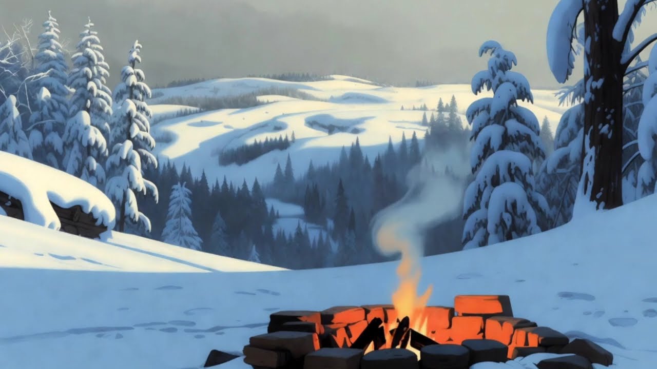 🔥🌲 soft beats & crackling fire