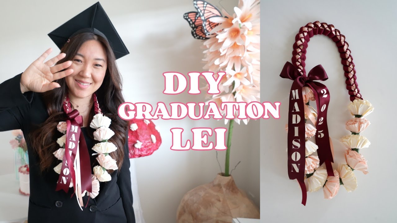 DIY Graduation Lei with Paper Flowers + Ribbon Braid Tutorial