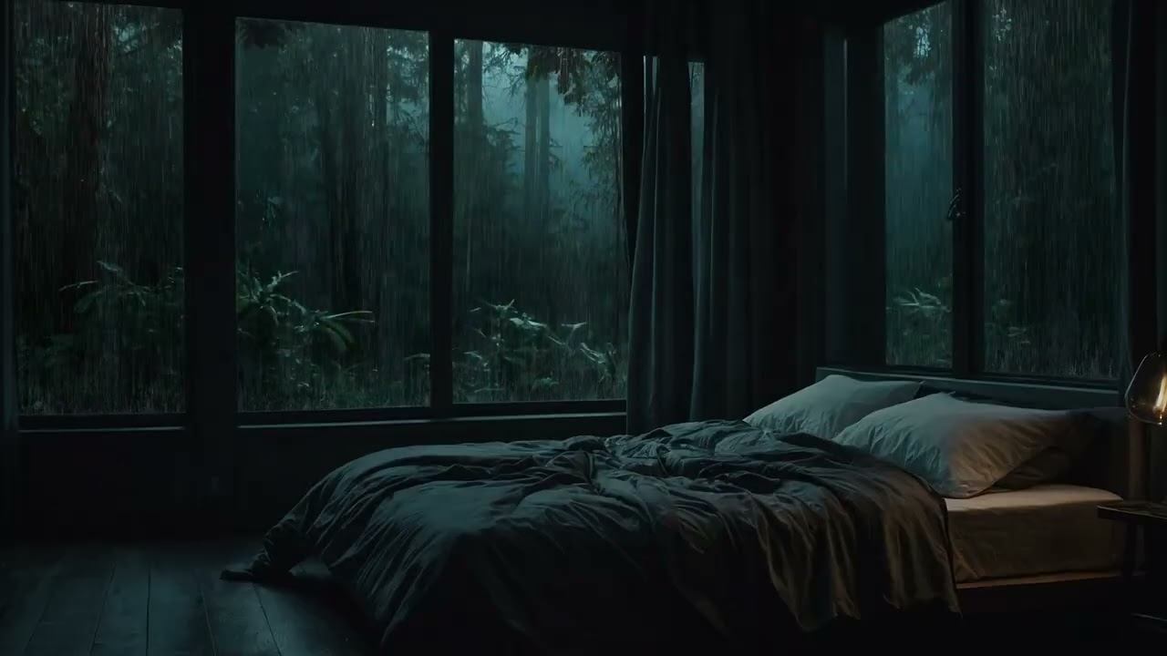 Heavy Rain Hitting the Window | Peaceful Bedroom Ambience